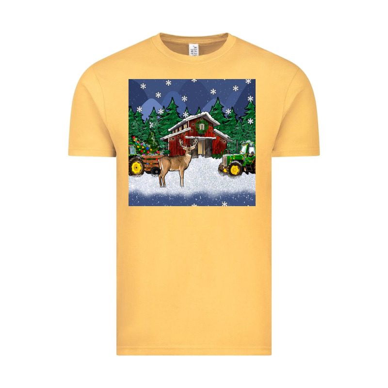Christmas Town And Farm Tractor Seamless Pattern Vintage Tee by BundleAndBundleShop | Teevron