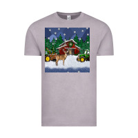 Vintage Zinc christmas town and farm tractor seamless pattern Vintage Tee - BundleAndBundleShop