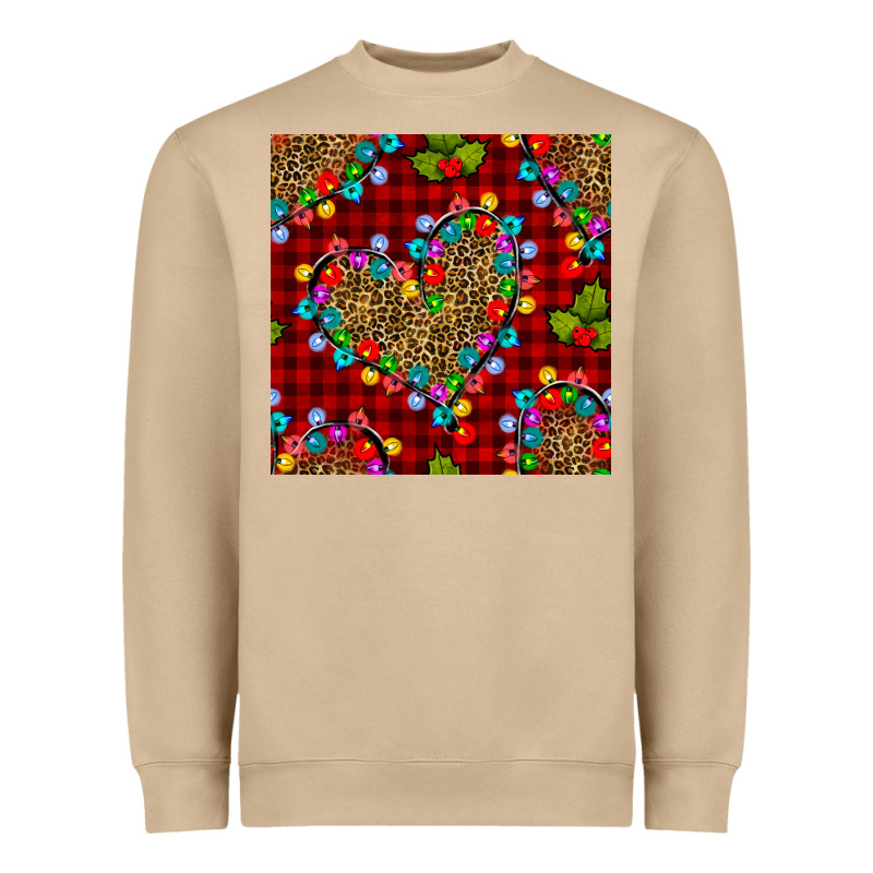 Christmas Lights And Leopard Hearts Seamless Pattern Heavyweight Sweatshirt by BundleAndBundleShop | Teevron