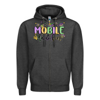 Charcoal Heather mobile mardi gras Zipper Hoodie - MaliasSmallBusiness