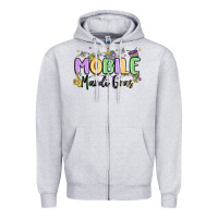 Heather Grey mobile mardi gras Zipper Hoodie - MaliasSmallBusiness