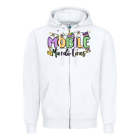 White mobile mardi gras Zipper Hoodie - MaliasSmallBusiness