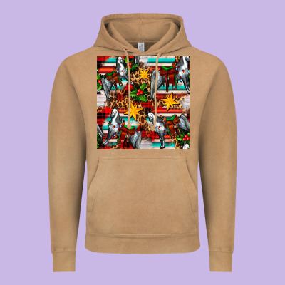Christmas Horse Leopard Tartan Vintage Hoodie Designed By Fadigitalartstudio