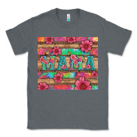 Charcoal Heather mama with tie dye and flowers Classic Tee - Artiststas