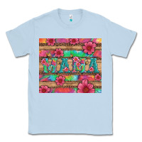 Dusty Blue mama with tie dye and flowers Classic Tee - Artiststas