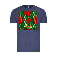 Vintage Denim christmas surprise gift box seamless pattern Vintage Tee - BundleAndBundleShop
