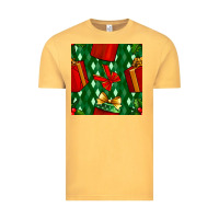 Vintage Mustard christmas surprise gift box seamless pattern Vintage Tee - BundleAndBundleShop