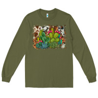 Army Green watercolor cactus western background Long Sleeve Tee - BarkalooDesign