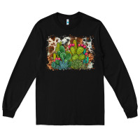 Black watercolor cactus western background Long Sleeve Tee - BarkalooDesign