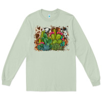 Matcha watercolor cactus western background Long Sleeve Tee - BarkalooDesign