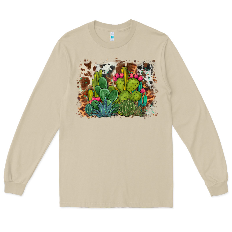 Watercolor Cactus Western Background Long Sleeve Tee by BarkalooDesign | Teevron