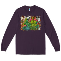 Plum watercolor cactus western background Long Sleeve Tee - BarkalooDesign