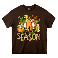Chocolate Brown Tis' the season Fall American Football Heavy Core Tee - RanaPortraitStore