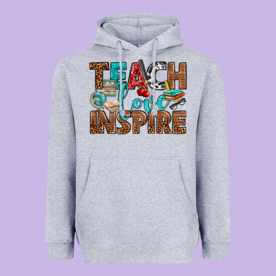 Teach Love Inspire With Leopard Heavyweight Hoodie Designed By Bundleandbundleshop