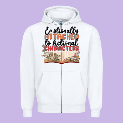 Emotionally Attached To Fictional Characters Zipper Hoodie Designed By Maliassmallbusiness