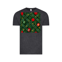 Vintage Black christmas ornaments seamless  pattern Vintage Tee - BundleAndBundleShop