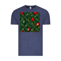 Vintage Denim christmas ornaments seamless  pattern Vintage Tee - BundleAndBundleShop