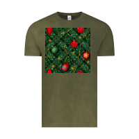 Vintage Olive christmas ornaments seamless  pattern Vintage Tee - BundleAndBundleShop