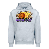 Heather Grey game day basketball leopard flames fireball Urban Hoodie - HowdyJamesFarm
