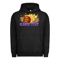 Pigment Black game day basketball leopard flames fireball Urban Hoodie - HowdyJamesFarm
