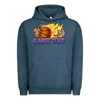 Pigment Midnight Navy game day basketball leopard flames fireball Urban Hoodie - HowdyJamesFarm