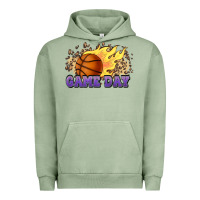 Pigment Oil Green game day basketball leopard flames fireball Urban Hoodie - HowdyJamesFarm