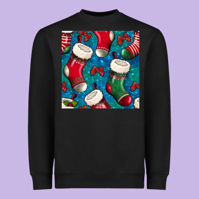 Christmas Socks Seamless Pattern Heavyweight Sweatshirt Designed By Bundleandbundleshop