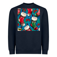 Navy christmas socks seamless pattern Heavyweight Sweatshirt - BundleAndBundleShop