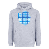 Heather Grey Winter Tartan Patch Heavyweight Hoodie - BundleAndBundleShop