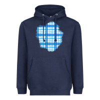 Navy Winter Tartan Patch Heavyweight Hoodie - BundleAndBundleShop