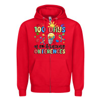 Red 100 days of embracing differences Zipper Hoodie - MaliasSmallBusiness
