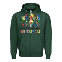 Sports Green 100 days of embracing differences Zipper Hoodie - MaliasSmallBusiness
