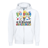 White 100 days of embracing differences Zipper Hoodie - MaliasSmallBusiness