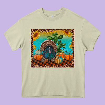 Heavy Core Tee Western Fall Thanksgiving Turkey