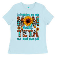 Baby Blue god gifted me two titles mom and teta and i rock t Ladies Tee - JahusDesignShop
