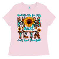 Bubblegum Pink god gifted me two titles mom and teta and i rock t Ladies Tee - JahusDesignShop