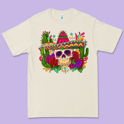 Mexican Skull Premium Tee Designed By Zillion Design Studio