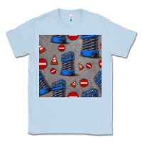 Dusty Blue scissor lift seamless pattern Classic Tee - BundleAndBundleShop