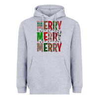 Heather Grey Merry Merry Merry Christmas Heavyweight Hoodie - BundleAndBundleShop