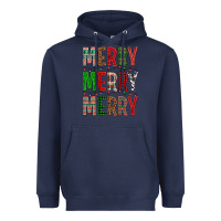 Navy Merry Merry Merry Christmas Heavyweight Hoodie - BundleAndBundleShop