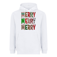 White Merry Merry Merry Christmas Heavyweight Hoodie - BundleAndBundleShop