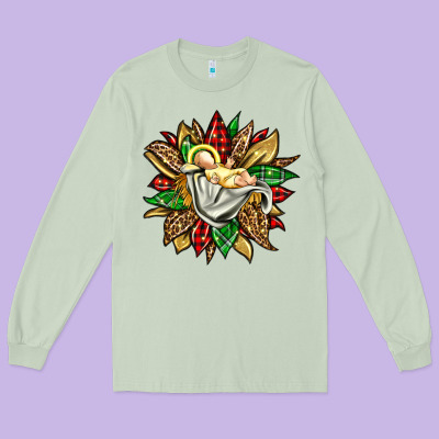 Christmas Baby Jesus Sunflower Long Sleeve Tee Designed By Jasminsmagicworld