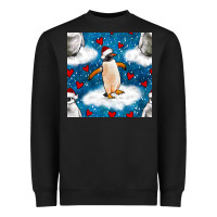 Black christmas penguin and heart seamless pattern Heavyweight Sweatshirt - BundleAndBundleShop