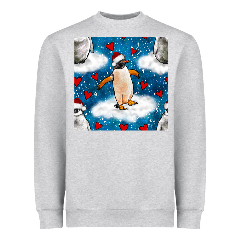 Christmas Penguin And Heart Seamless Pattern Heavyweight Sweatshirt by BundleAndBundleShop | Teevron