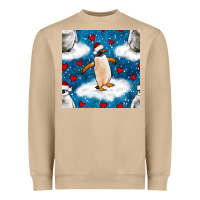 Mushroom christmas penguin and heart seamless pattern Heavyweight Sweatshirt - BundleAndBundleShop