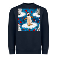 Navy christmas penguin and heart seamless pattern Heavyweight Sweatshirt - BundleAndBundleShop
