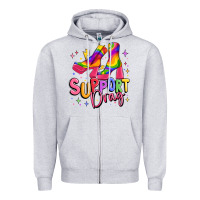 Heather Grey support drag pride Zipper Hoodie - MaliasSmallBusiness
