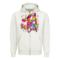 Oatmeal Heather support drag pride Zipper Hoodie - MaliasSmallBusiness