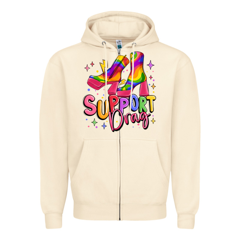 Support Drag Pride Zipper Hoodie by MaliasSmallBusiness | Teevron