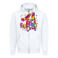 White support drag pride Zipper Hoodie - MaliasSmallBusiness
